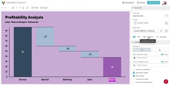 Animation of someone toggling the footnotes setting on and off.