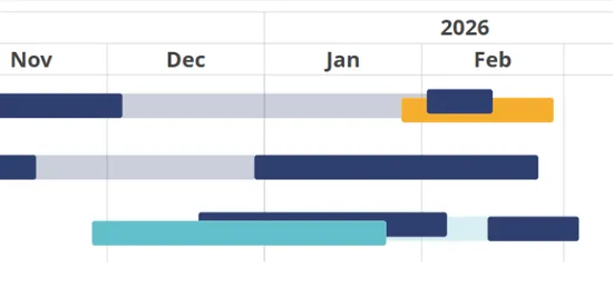 Image showing segments overlayed in the Gantt chart in Vizzlo.