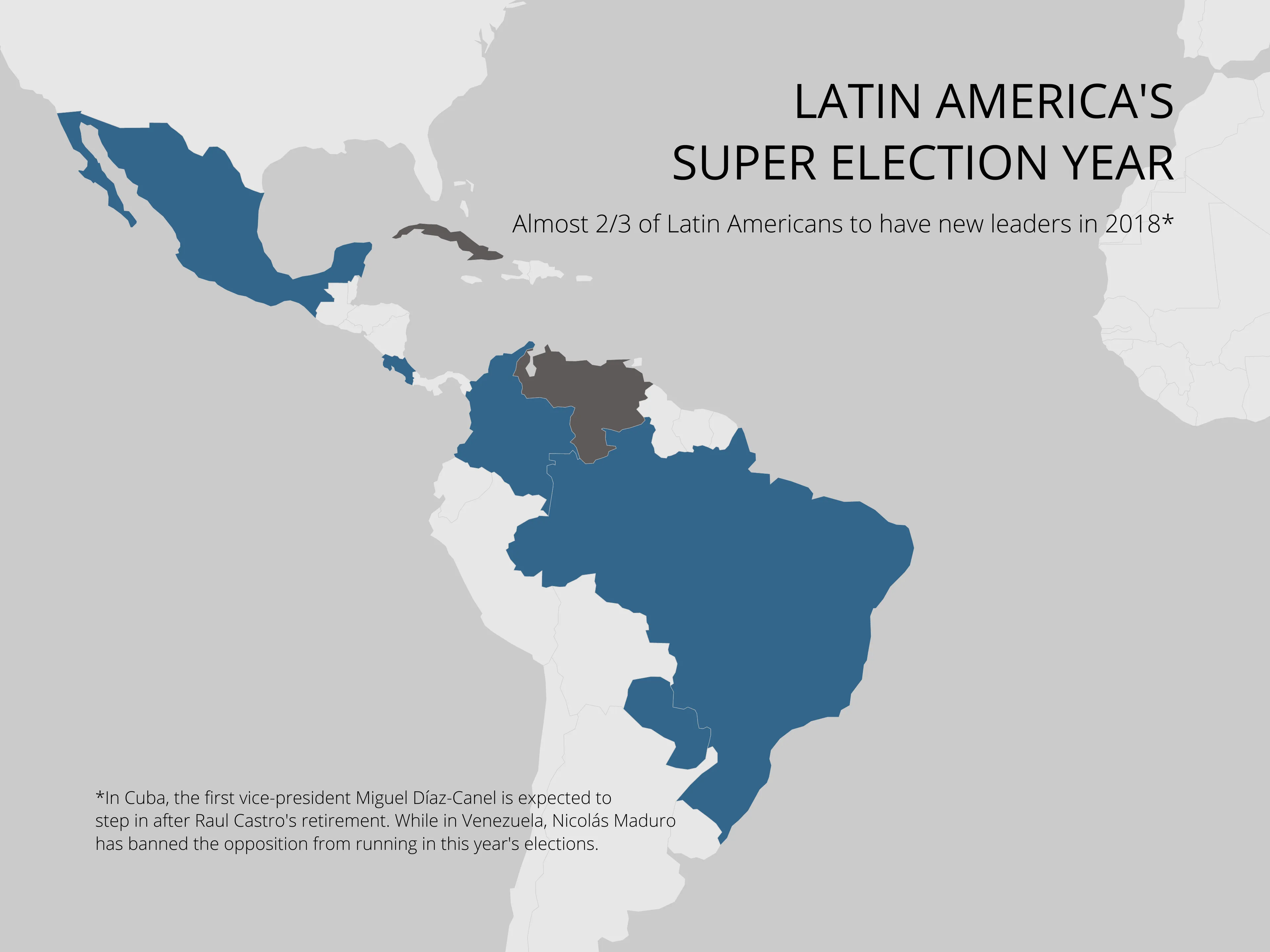 World Map example: LATIN AMERICA'S  SUPER ELECTION YEAR