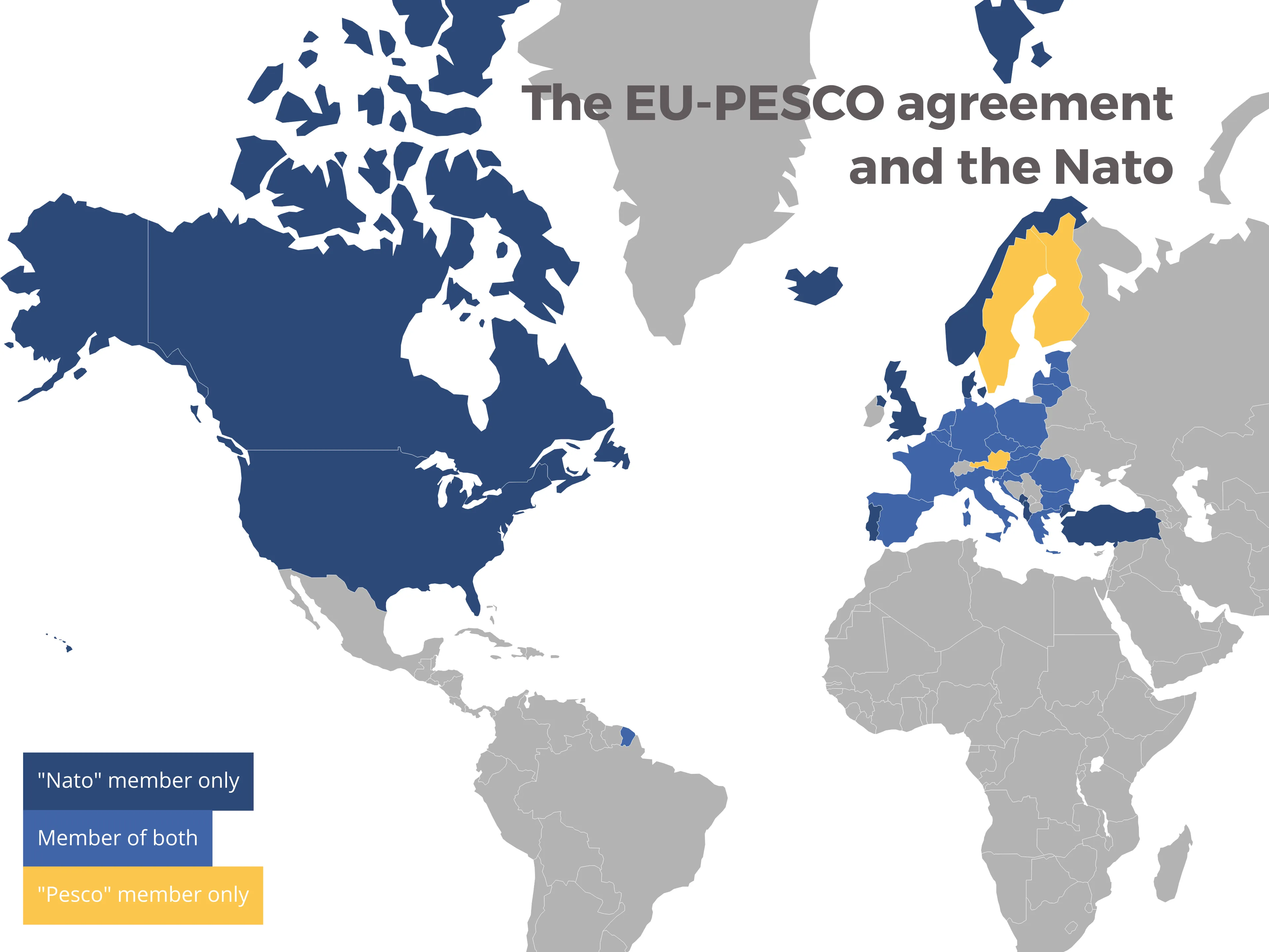 World Map example: The EU-PESCO agreement  and the Nato